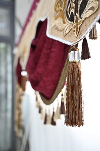 Newwpkira European Waterfall Valances For Windows Swag Waterfall Valance With Tassel European Chenille Curtain Valance For Living Room 1 Panel #TOP6