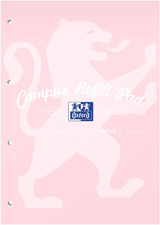 OxfordCampus Lined Paper A4 Refill Pad, Headbound 140 Pages, Pastel Colour, Single Notepad