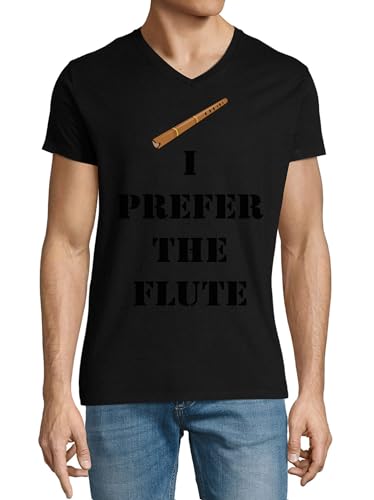 T-shirt col en V coton homme noir vêtement imprimé musique originale