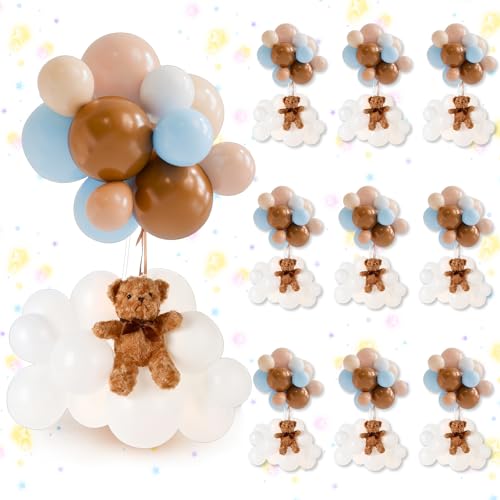 Gemscream 10 Sets 384 Pcs Bear Baby Shower Party Decorations Table Centerpieces Balloon Stand Kit, Plush Toy Animal Clouds for Birthday Wedding Bear Theme Gender Reveal Table Decorations Supplies