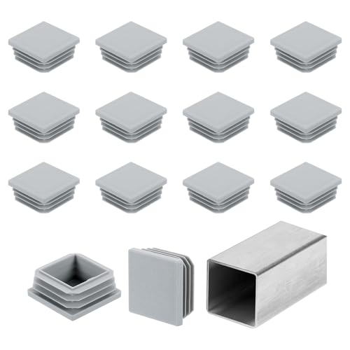Image of uxcell 1 1 /2 inch (38mm) Square Tubing End Caps, 16 Pcs Plastic Hole Plugs Insert End Cap for Metal Tubing Post Chair Leg Table Bookshelves Furniture, Grey