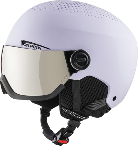 ALPINA ARBER Visor Q-LITE - hochwertiger & sicherer Skihelm für Erwachsene, mit waschbarem Innenfutter, mit kontrastverstärkendem Visier - Lilac matt - M (54-58 cm)