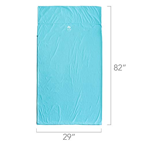 Pike Trail Sleeping Bag Liner – Travel and Camping Sheet, Lightweight and Compact Insert with Full Length Zipper and Guarantee (Turquoise Blue, Medium, 82 in. L x 29 in. W Single Bed)