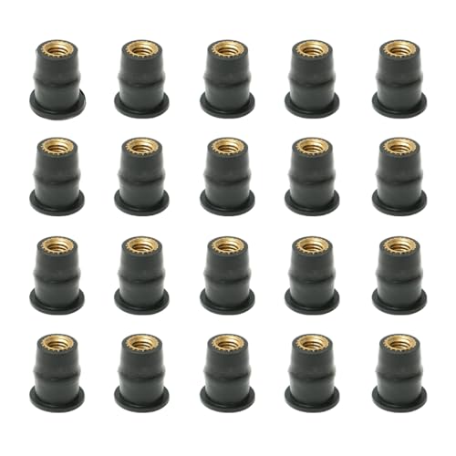 JNNJ 20 Piezas Tuercas Parabrisas Motocicleta, Tuercas De Goma para Parabrisas M5, Anti-Oxidación Tuercas Carenado Parabrisas Motocicleta, Tuerca Caucho Y Latón, para Motocicleta Kayak(9.5mm)