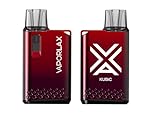 Vaporlax Kubic Vape Kit, Reuse 2ml Refillable Pod System, Type-C Charging 500mAh Battery, Visible Liquid Level FlavorBlast, Fllable open oil-filled equipment (Nicotine Free Empty Device) Burgundy Red