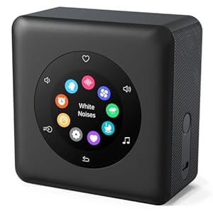Portable White Noise Sound Machine with Intelligent Color LCD Touch Screen & Breathing Exercises, Alarm Clock. 24 Soothing Sounds, Sleep Music and Lullabies for Adults/Babies. Home/Bedroom