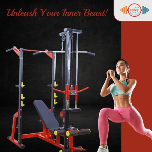 Image of GYM24 EQUIPMENTS Super 20in1 Home Gym Machine | Home Gym Machine | Chest, Bicep, Tricep,Back Workout | Ultimate Strength Training (Red & Black )