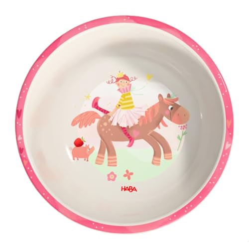 HABA Kinderschüssel Prinzessin & Pferd – Praktische Melamin-Schüssel – Rutschfest – Spülmaschinengeeignet – Ab 12 Monaten – 2012440004