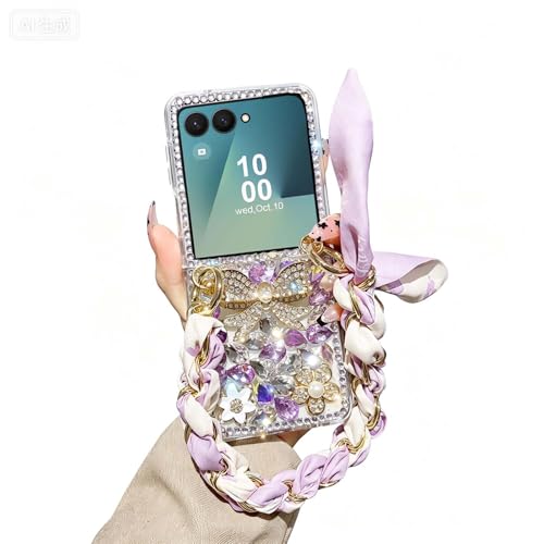 Funda Samsung Z Flip 5 5G con lazo y cristales para un agarre seguro
