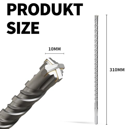 XZH SDS Plus Masonry Drill Bits 10mm x 310mm, Professional Tungsten Carbide Cross Tip - Image 2