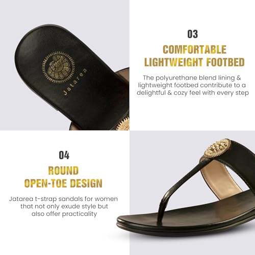 Image of JATAREA Slip-On Flat Toe Post T-Strap Sandals for Women