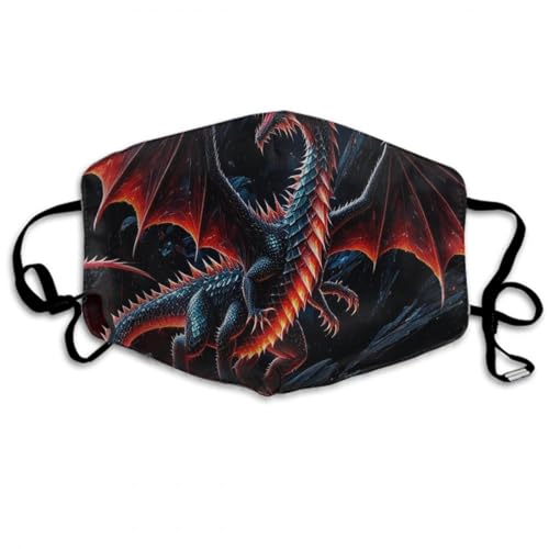Men Women Windproof Anti Dust Face Scarf Mask Mouth Scarf Black Cool Dragon Mouth Covering Face Balaclavas Reusable Facial Protection for Sports Travel Hiking