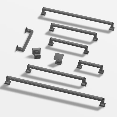 Lardmon 10 Pack Matte Dark Gunmetal Gray 6.3 Inch(160mm) Hole Centers Modern Cabinet Pulls Cabinet Hardware Kitchen Cabinet Handles for Cabinets Cupboard Handles Drawer Pulls by Lardmon - Used condition - Image 2