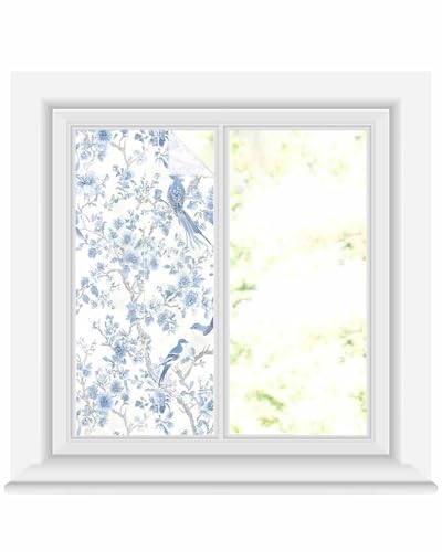 Película Decorativa para Ventana con Flores Azul Claro miniatura 1