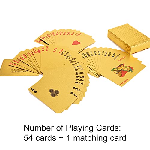 Wasserdichte Spielkarten,Coole Plastikspielkarten,Pokerkarten Wasserfest,Pokerkarten,Spielkarten Plastik,Spielkarten Spiele Kinder & Erwachsene Familienparty Spiel Playing Cards,Gold (1 Stück ) – Bild 7