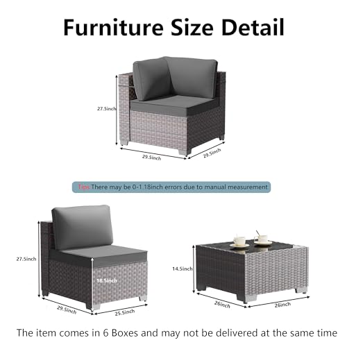 Image of 14 Pieces Outdoor Patio Furniture Set,Outdoor Sectional Furniture All Weather PE Rattan Wicker Patio Conversation Set with 2 Coffee Tables and 12 Thickened Cushions,Grey
