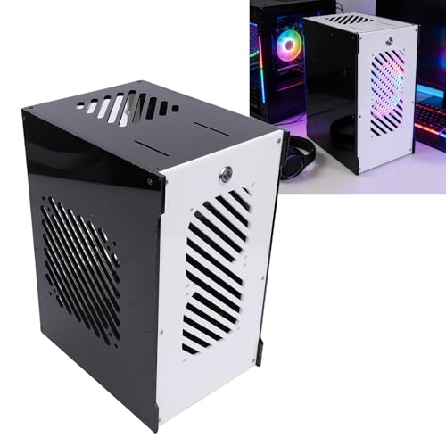 Gabinete Asixxsix compacto para PC pequeño ITX 10.5L con enfriamiento hollow de 360 grados, soporte para motherboard ITX y fuente SFX miniatura 4
