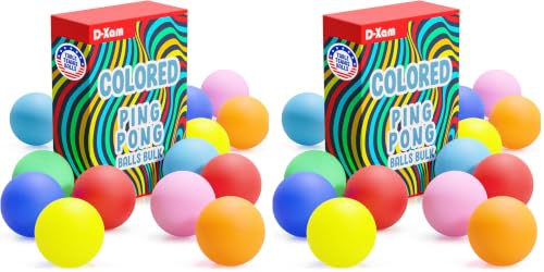 Image of D-Xam Colored Ping Pong Balls Table Tennis Ball for Games Arts Pong Balls Pack of 50, 30 and More for Party Pets School Activities Christmas Halloween Must Have for Teachers Kids Teens Adults