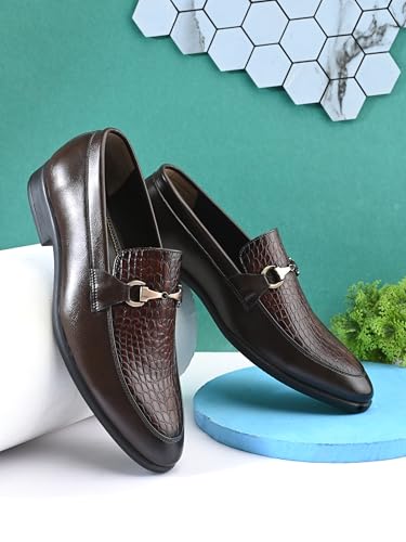 Image of San Frissco Men's Loafers Horsebit Shoes for Men | Buckle Slip-On Textured Moccasins for Office & Formal Wear with Soft Cushioned Insole Stylish, Comfortable & Durable Footwear