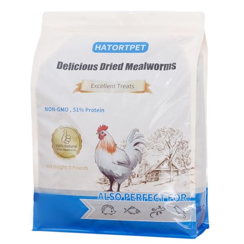hatortpet Dried Mealworms 5LB Pure Natural Non-GMO Mealworms for Chickens High Protein Chickens Feed Meal Worms for Laying Hens Wild Birds