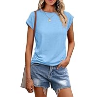 Cuptacc Top de Mujer Sexy, Camiseta de Verano con Cuello Redondo, Blusa Elegante de Manga Corta