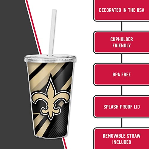 Image of Rico Industries NFL Football 16oz Clear Tumbler W /Straw for NFL Fans