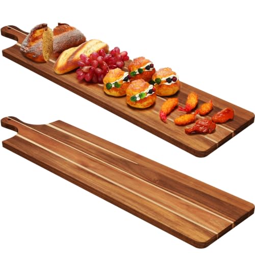 Bokon 2 Pcs Acacia Long Charcuterie Boards Large 36 x 9 Inch Cutting Board
