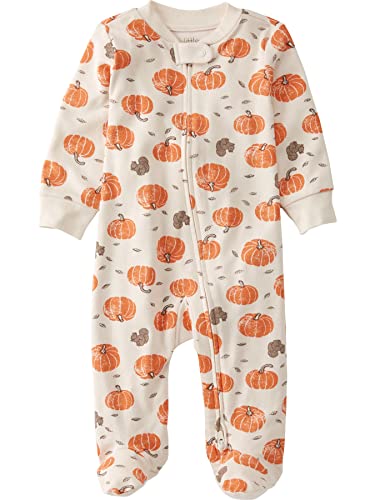 Image of little planet by carter's unisex-baby Sleep and Play made with Organic Cotton, Pumpkin Print, 3 Months