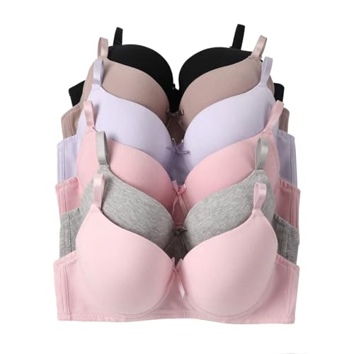 Image of Viola's Secret 6 Pack of Color Print T-Shirt Bras B Cup C Cup and D Cup