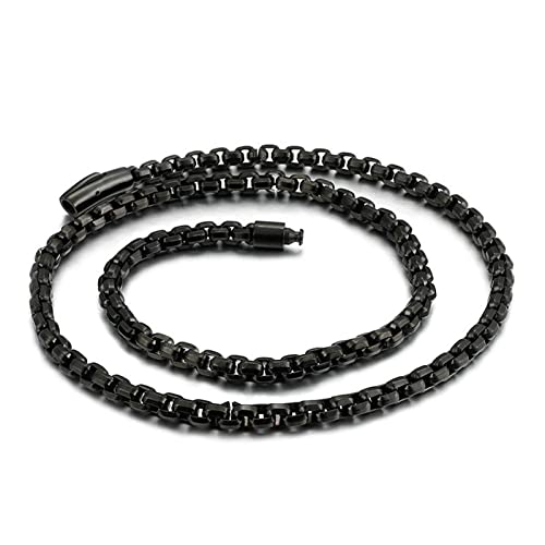 Collier Acier Inoxydable Homme Chaîne Maille Jaseron 6MM Bijou Fantaisie Noir