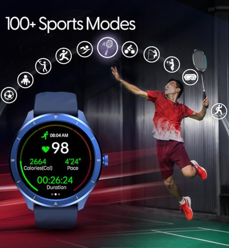 Image of Fastrack FR2 Smart Watch, 1.38 inch UltraVU HD Display, Blazing Fast UI, Working Crown, AI Voice Assistant, IP68 Water & Dust Resistant, Health Suite, BT Calling, Smartwatch for Men & Women (Blue)