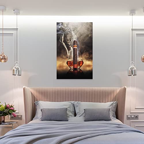 FNFDKDK Cigar Whiskey Canvas Poster Wall Art Still Life Kitchen Bar Wall Art Paintings Canvas Wall Decor Home Decor Living Room Decor Aesthetic 16x24inch(40x60cm) Unframe-Style - Image 8