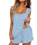 Design élégant : Nos ensembles de pyjama pour femmes se composent d'un haut sans manches, parfaitement complété par un short élastique douillet avec cordon de serrage et détails de volants latéraux (sans poches), pour un ensemble ravissant pour la nuit. Design élégant : Nos ensembles de pyjama pour femmes se composent d'un haut sans manches, parfaitement complété par un short élastique douillet avec cordon de serrage et détails de volants latéraux (sans poches), pour un ensemble ravissant pour la nuit.