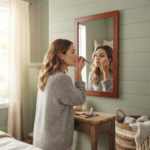 Image of Creative Arts n Frames Wall Decor Hand Crafted Wooden HD Wall Mirror Panel for Living Room Bedroom Lobby Modern Wall Decor Home Decor Items (Regular Chocolate 15X21 inch Framed HD Mirror)