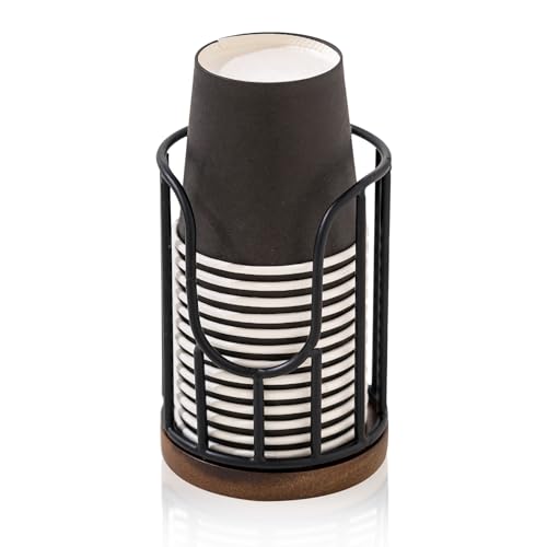 QTTCMY Bathroom Cup Dispenser with Acacia Wood Stand - Essential Bathroom Accessories for Toothbrush...