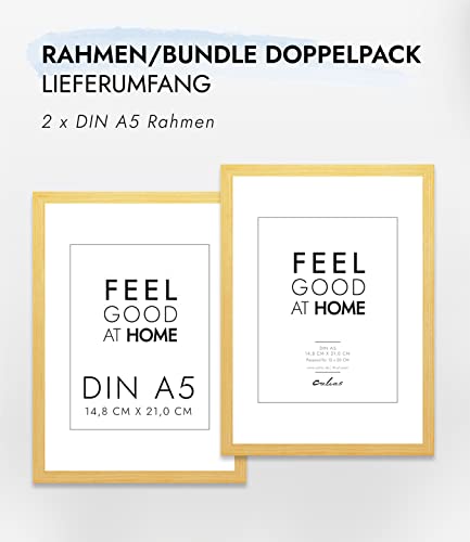 Calias® Dubbelpak (2 stuks) fotolijsten DIN A5 hout naturel | fotolijst 15x21cm natuur met onbreekbaar plexiglas | fotolijst hout - Image 4