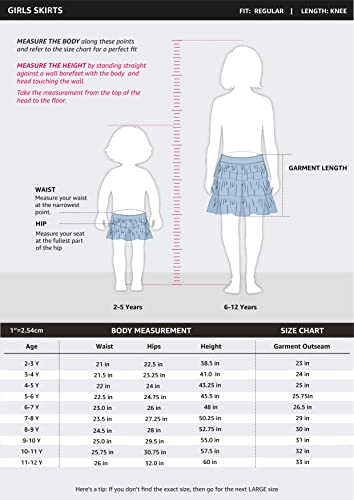 Image of Amazon Brand - Jam & Honey Girls Voluminous Skirt with a Glittery or Heart Print on The Top Layer and Elastic Waistband, Lined