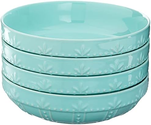 Signature Housewares Sorrento Collection Set of 4 Pasta Bowls, 8-Inch, Aqua