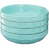 Signature Housewares Sorrento Collection Pasta Bowls - Set Of 4, 8-Inch Diameter, Aqua Stoneware
