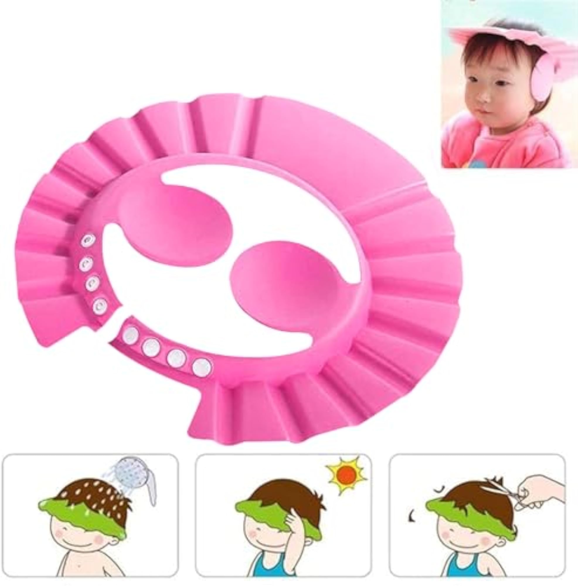 Soft Baby Shower Caps for Splash Fun, Safe Shampoo
