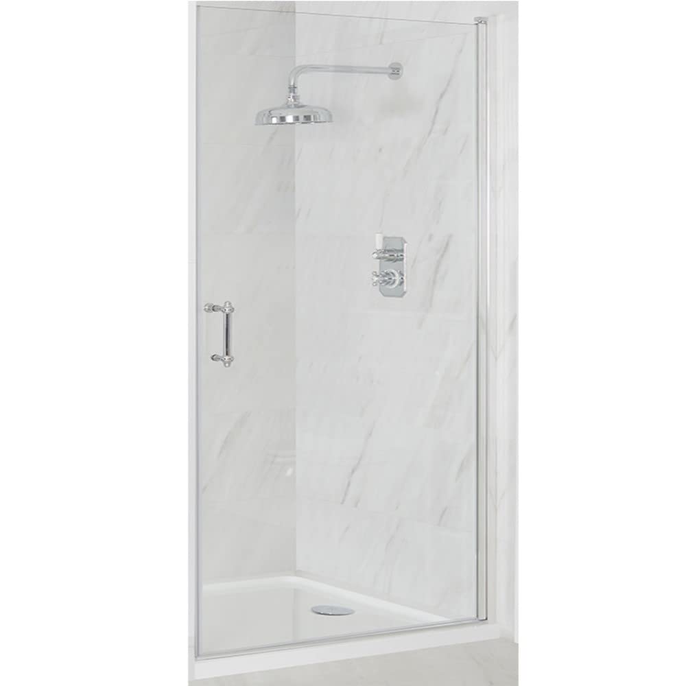 Milano Langley Chrome Hinged Door Frameless Shower Enclosure White Tray - 1500mm x 800mm