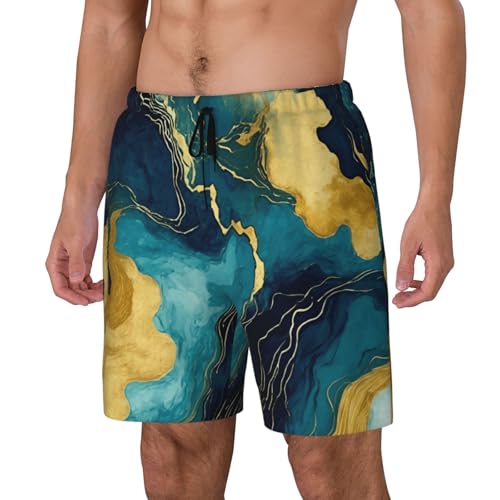 Marble Print Men Stylish Functionality Swim Trunks Breathable Beach Shorts Surfing Gym Fishing2