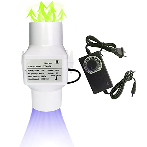 LadPumly Ventilador conducto pequeño 2,3pulgadas/60mm Extractor Aire línea 57CFM Ventiladores ventilación tubería CC Ahorro energía for talleres Áticos Baño Inodoro Tienda (Size : Adjustable Speed)