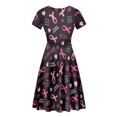 Image of POLERO Sunflower Dress for Women Floral Summer Dresses Short Sleeve Casual Sundresses Midi Dresses