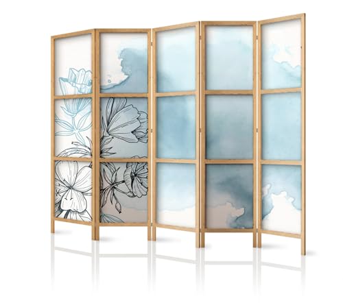 framed concept - Paravent Raumteiler aus Holz 225x172 cm, 5-teilig, einseitig, im orientalischen Stil