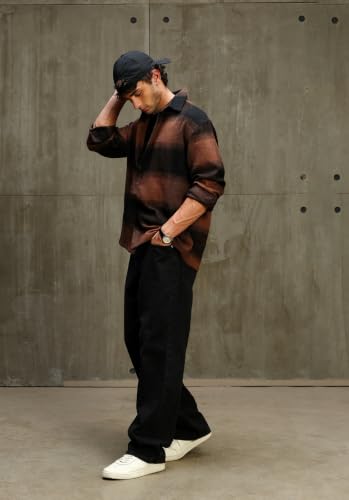 CAHOOT Store CAHOOT Men's Brown-Black Yarn Dyed Brushed Checks Shirt - Image 7