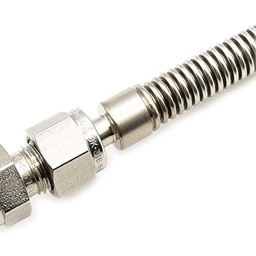 Image of 1 /4 inch OD Tube Small Size Bellow Hose fit swagelok Compression Fittings (tube ending = 1 /4 inch, end to end length = 2 feet / 2ft or 610mm)
