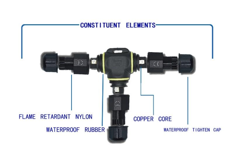 Wiring Connecting Terminals - M20 4 Way(4-4-4) IP68 Waterproof Connector,Used for led Lights - (Connector Type: T-Branch Connector, Pins: 4P)