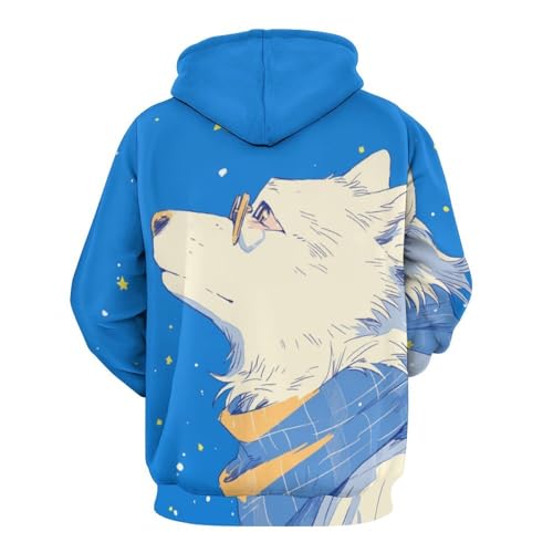Sweat à capuche graphique chien blanc imprimé manches longues S - 4