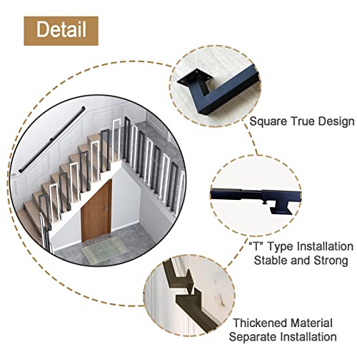 Barre de support de sécurité carrée au design architectural pour escalier - 4